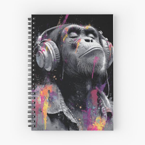 Item preview, DJ Monkey Thinker Grey Jacket Ape With Headphones designed and sold by GrinGalore.