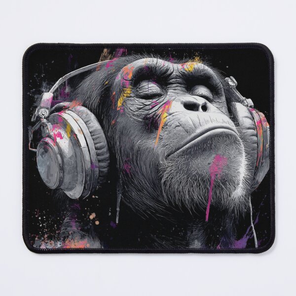 Item preview, DJ Monkey Thinker Grey Jacket Ape With Headphones designed and sold by GrinGalore.