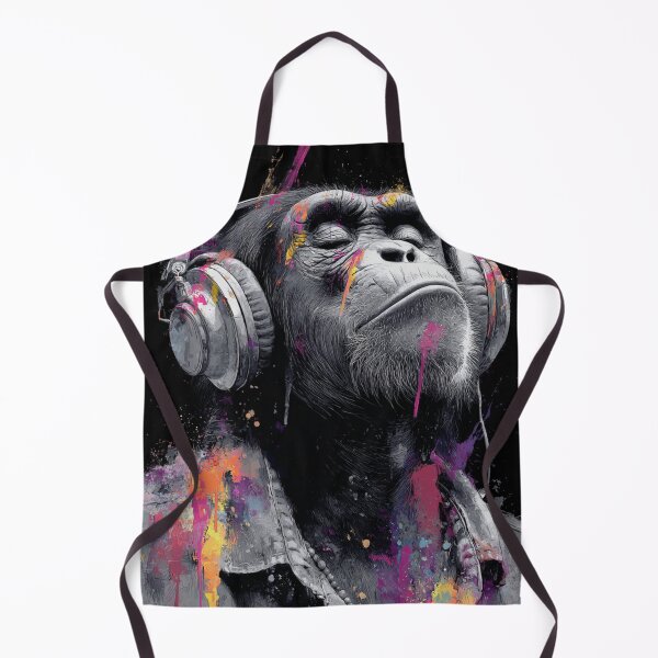 Item preview, DJ Monkey Thinker Grey Jacket Ape With Headphones designed and sold by GrinGalore.