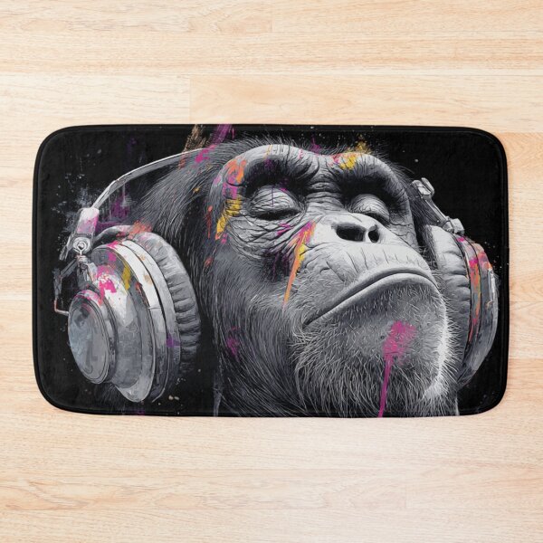 Item preview, DJ Monkey Thinker Grey Jacket Ape With Headphones designed and sold by GrinGalore.