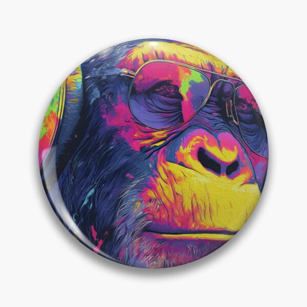 Item preview, Monkey Thinker Colorful Neon Ape With Headphones Glasses designed and sold by GrinGalore.