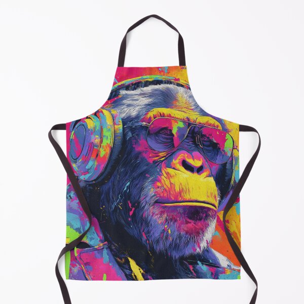 Item preview, Monkey Thinker Colorful Neon Ape With Headphones Glasses designed and sold by GrinGalore.