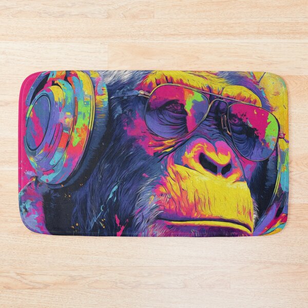 Item preview, Monkey Thinker Colorful Neon Ape With Headphones Glasses designed and sold by GrinGalore.
