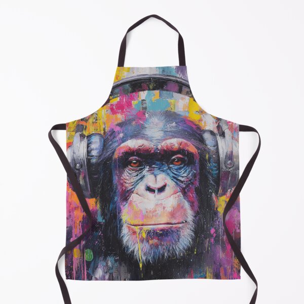 Item preview, DJ Monkey Thinker Colorful Painting Ape With Headphones designed and sold by GrinGalore.