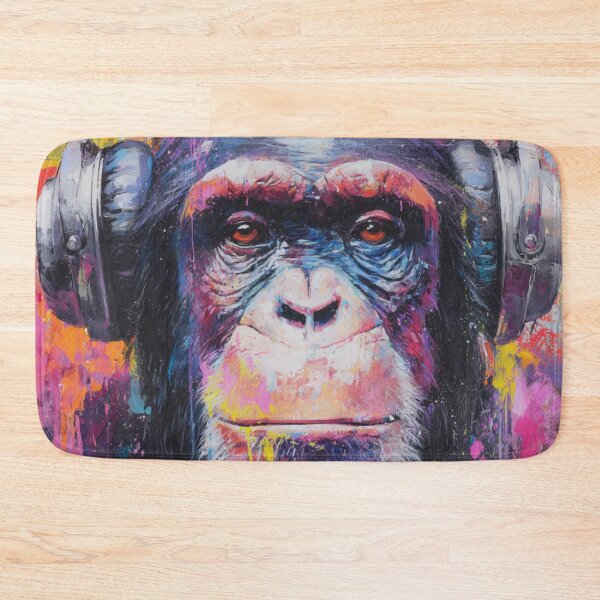 Item preview, DJ Monkey Thinker Colorful Painting Ape With Headphones designed and sold by GrinGalore.