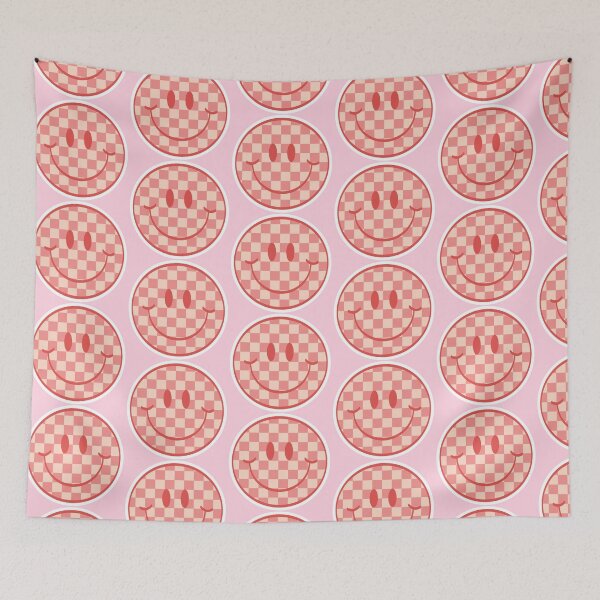 Item preview, pink checkerboard smiley face designed and sold by libbymercer.