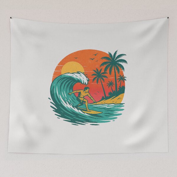 Item preview, Ride the Wave T-Shirt | Retro Surfing Vintage Sunset Tee | Beach Summer Vibes Shirt designed and sold by Tmino-design.
