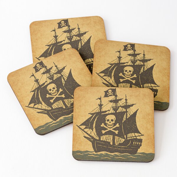 Item preview, Retro Pirate Ship - Skull and Crossbones, Sea designed and sold by Wild-way Art.
