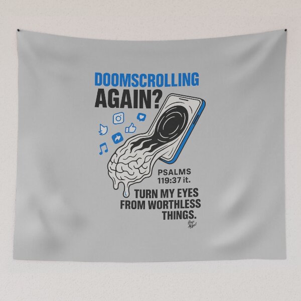Item preview, Doomscrolling Again? – Psalm 119:37 Tech Warning Tee designed and sold by HouseofAbigail.