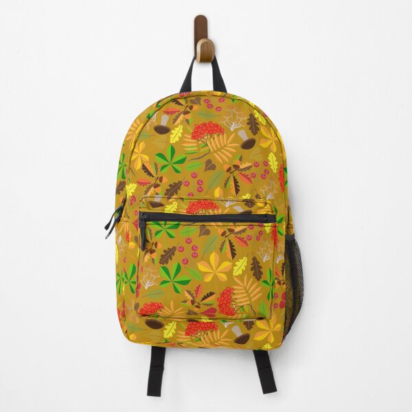 Item preview, Berries, rowan, mushrooms, colorful autumn leaves, yellow background. Seamless floral pattern-151. designed and sold by Natalya Alexandrou.