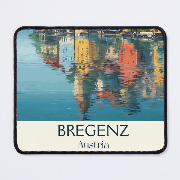 Item preview, Bregenz Austria Vintage Travel Poster - Vibrant Lakeside Cityscape designed and sold by TuncGK.