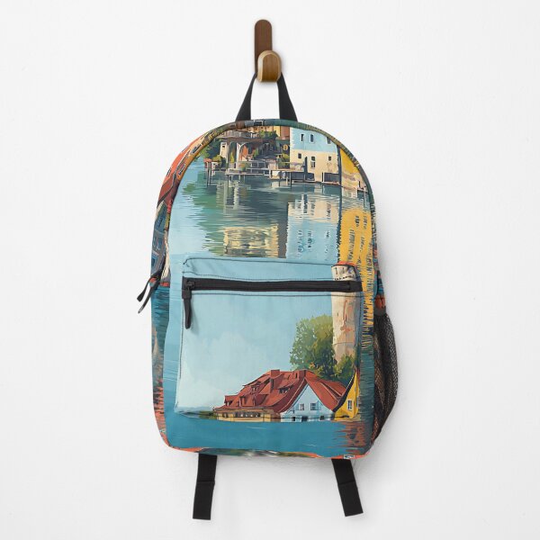Item preview, Bregenz Austria Vintage Travel Poster - Vibrant Lakeside Cityscape designed and sold by TuncGK.