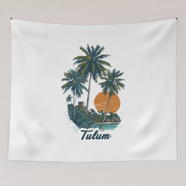 Item preview, Tulum Mexico Vintage Palm Sunset Design designed and sold by Blurbean.