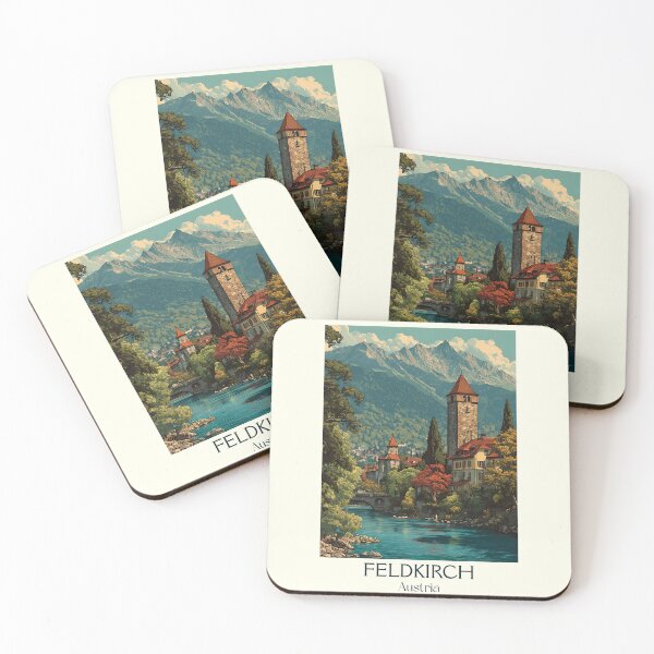 Item preview, Feldkirch Austria Vintage Travel Poster - Medieval Town on River Ill designed and sold by TuncGK.