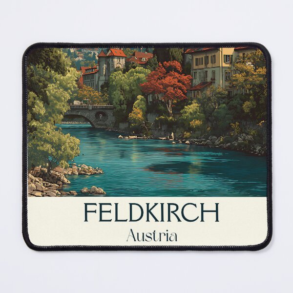 Item preview, Feldkirch Austria Vintage Travel Poster - Medieval Town on River Ill designed and sold by TuncGK.