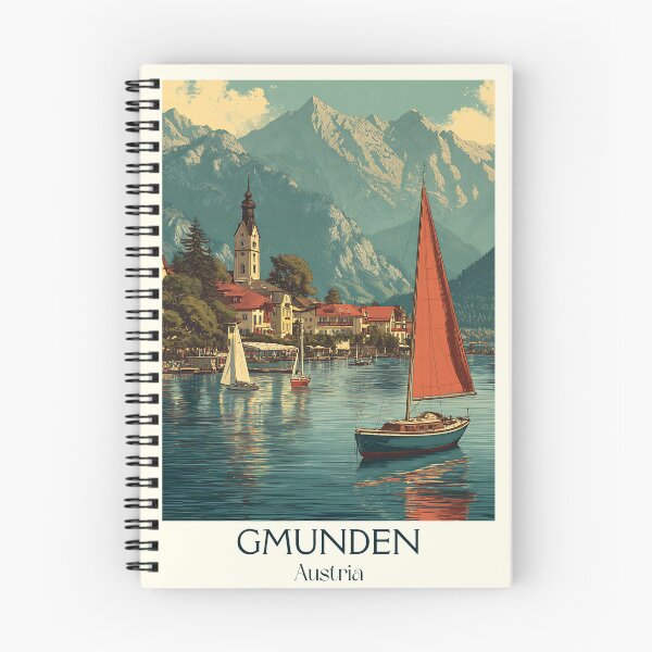 Item preview, Gmunden Austria Vintage Travel Poster - Traunsee Lakeside Scene designed and sold by TuncGK.