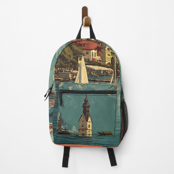Item preview, Gmunden Austria Vintage Travel Poster - Traunsee Lakeside Scene designed and sold by TuncGK.