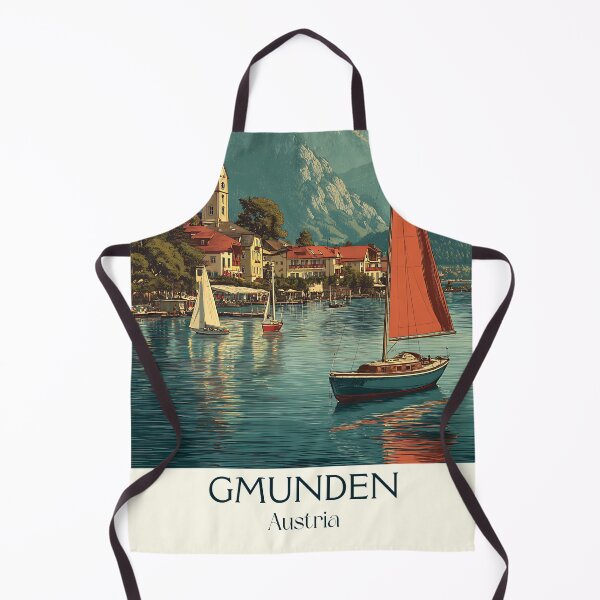 Item preview, Gmunden Austria Vintage Travel Poster - Traunsee Lakeside Scene designed and sold by TuncGK.