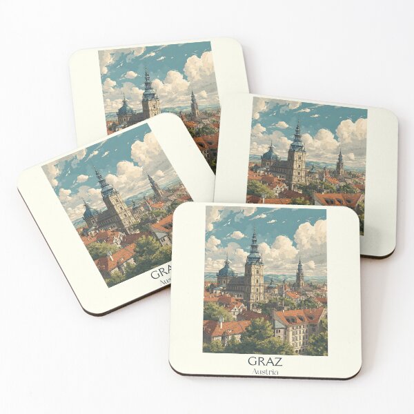 Item preview, Graz Austria Vintage Travel Poster - UNESCO Historic Cityscape designed and sold by TuncGK.