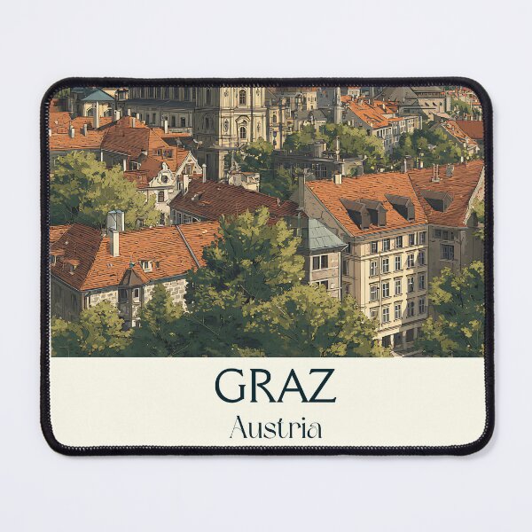 Item preview, Graz Austria Vintage Travel Poster - UNESCO Historic Cityscape designed and sold by TuncGK.