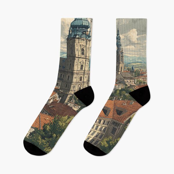 Item preview, Graz Austria Vintage Travel Poster - UNESCO Historic Cityscape designed and sold by TuncGK.
