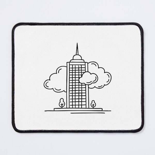 Item preview, A skyscraper building partially covered by drifting nimbus clouds designed and sold by rasagamastore.
