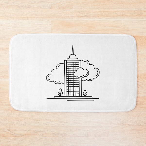 Item preview, A skyscraper building partially covered by drifting nimbus clouds designed and sold by rasagamastore.