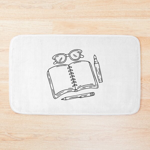 Item preview, A notebook and glasses surrounded by stationery on a workspace designed and sold by rasagamastore.