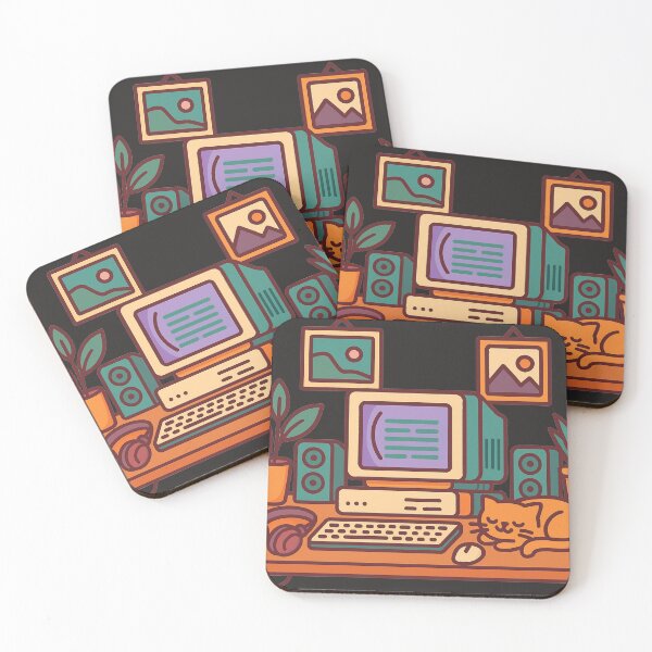 Item preview, Retro desk setup - Colorful Vintage Style Illustration designed and sold by Graphicarium Shop.
