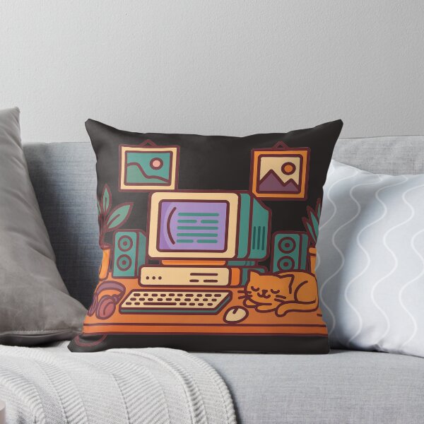 Artikelvorschau, Retro-Schreibtisch-Setup - farbenfrohe Illustration im Vintage-Stil entworfen und verkauft von Graphicarium Shop.