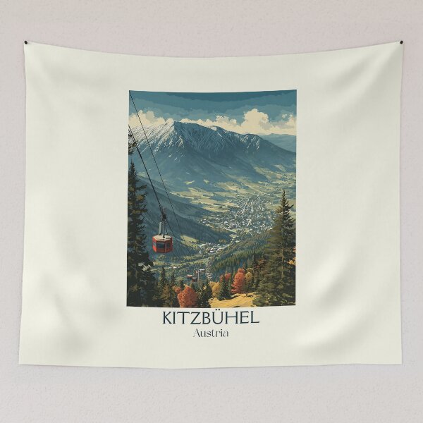 Item preview, Kitzbühel Austria Vintage Travel Poster - Iconic Ski Resort Town designed and sold by TuncGK.