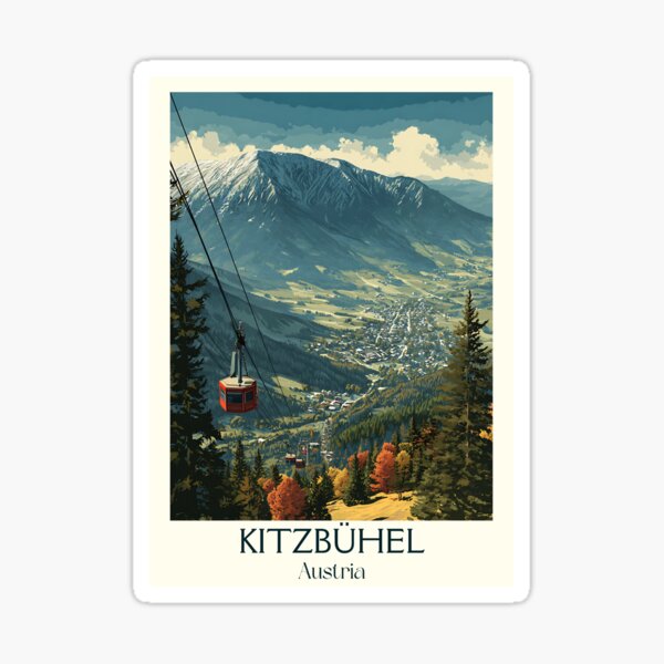 Item preview, Kitzbühel Austria Vintage Travel Poster - Iconic Ski Resort Town designed and sold by TuncGK.