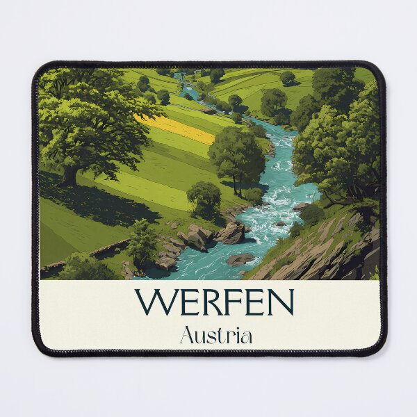 Artikelvorschau, Vintages Reiseplakat Werfen Österreich - Blick auf die Burg Hohenwerfen entworfen und verkauft von TuncGK.
