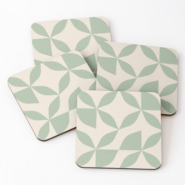 Item preview, Floral Geometric Tile Pattern – Clean Lines & Contemporary Style - Sage Green & Warm White designed and sold by Millefolia Design .