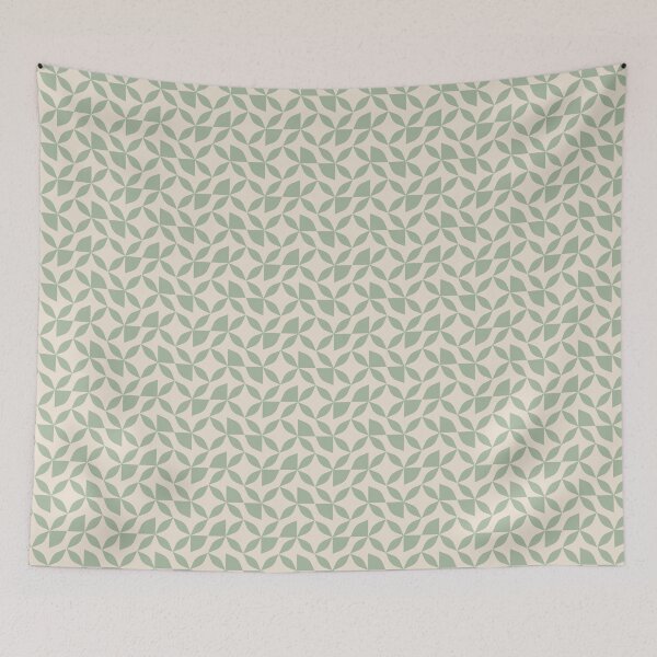 Item preview, Floral Geometric Tile Pattern – Clean Lines & Contemporary Style - Sage Green & Warm White designed and sold by Millefolia Design .