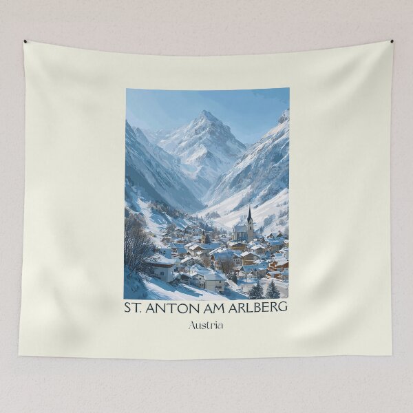 Item preview, St. Anton am Arlberg Austria Vintage Travel Poster - Arlberg Ski Paradise designed and sold by TuncGK.