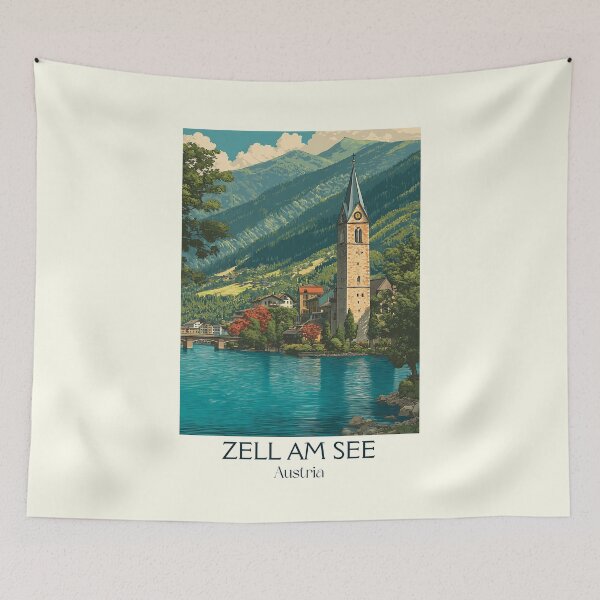 Item preview, Zell am See Austria Vintage Travel Poster - Pinzgau Lakeside Resort designed and sold by TuncGK.
