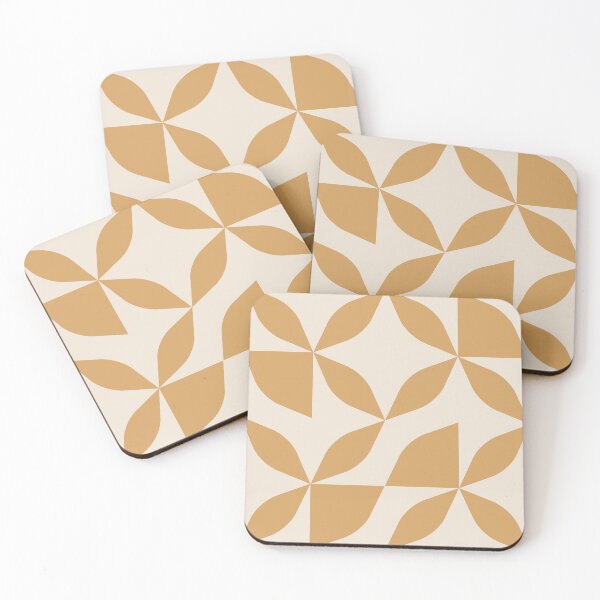 Item preview, Floral Geometric Tile Pattern – Clean Lines & Contemporary Style - Yellow Ochre & Warm White designed and sold by Millefolia Design .