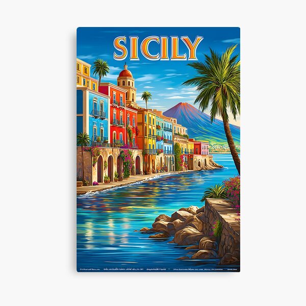 Item preview, Travel poster of Coastal Scene in Beautiful Sicily, Italy designed and sold by Artessie.