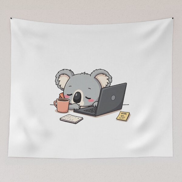 Item preview, WFH Koala – Sleepy Laptop Nap Cartoon designed and sold by MzulhilmiZam.