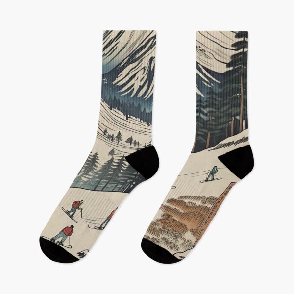 Item preview, Ukiyo-e Winter Adventure: Snowboarders Among Mt. Fuji Pines designed and sold by Vandy Fullam.