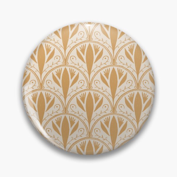 Item preview, Yellow Ochre & Warm White Scallop Tile Pattern – Andalusian Azulejo-Inspired Oil Pastel Design designed and sold by Millefolia Design .