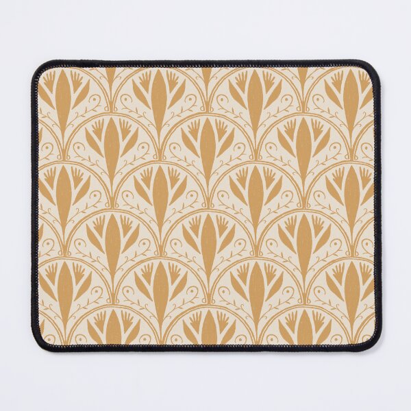 Item preview, Yellow Ochre & Warm White Scallop Tile Pattern – Andalusian Azulejo-Inspired Oil Pastel Design designed and sold by Millefolia Design .