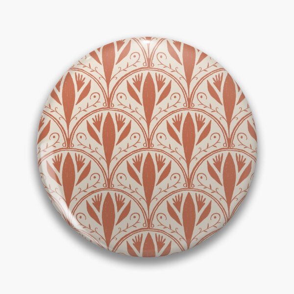 Item preview, Red Clay & Warm White Scallop Tile Pattern – Andalusian Azulejo-Inspired Oil Pastel Design designed and sold by Millefolia Design .