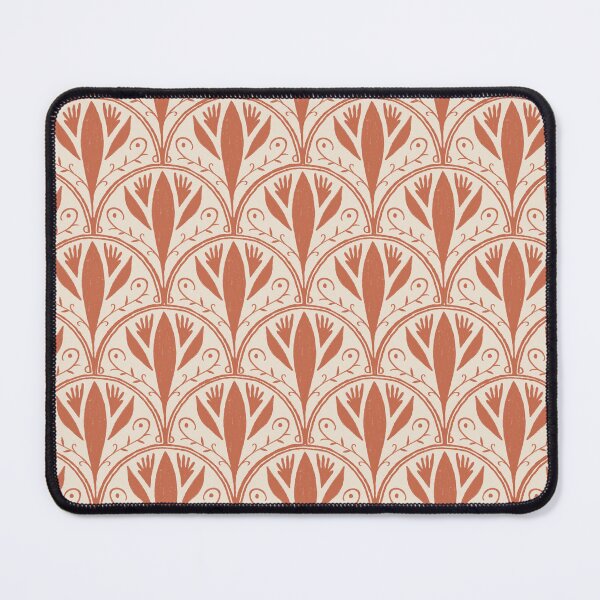 Item preview, Red Clay & Warm White Scallop Tile Pattern – Andalusian Azulejo-Inspired Oil Pastel Design designed and sold by Millefolia Design .