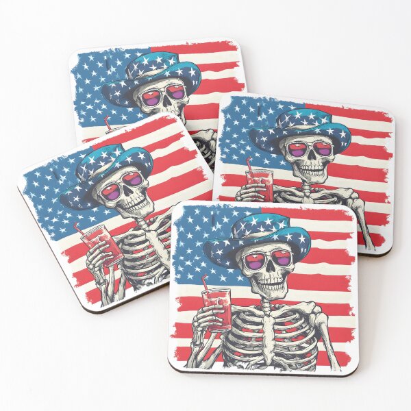 Item preview, Patriotic Skeleton with Drink designed and sold by Mariana Shymkovych.