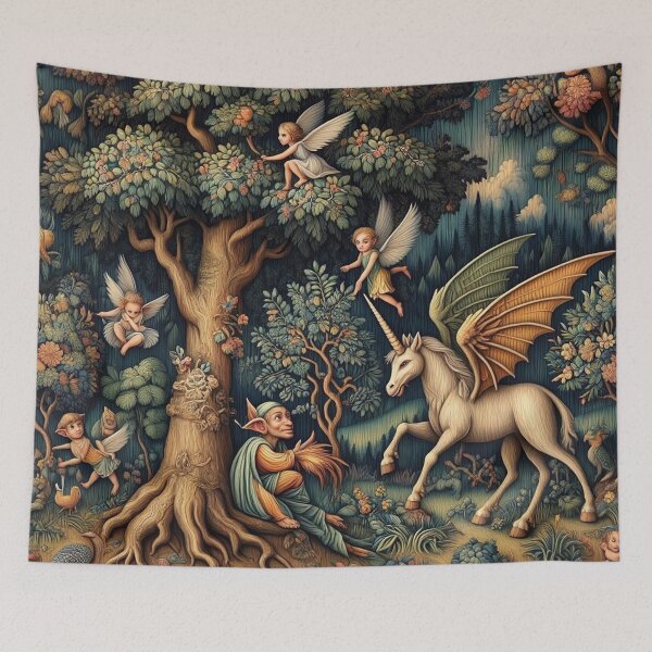 Item preview, Cute floral pattern featuring Fairies and goblins after Willaim Morris Style designed and sold by Vintage Designs +.