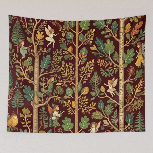 Item preview, Cute floral pattern featuring Fairies and goblins after Willaim Morris Style designed and sold by Vintage Designs +.