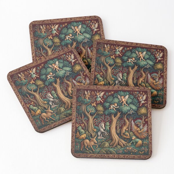 Item preview, Cute floral pattern featuring Fairies and goblins after Willaim Morris Style designed and sold by Vintage Designs +.