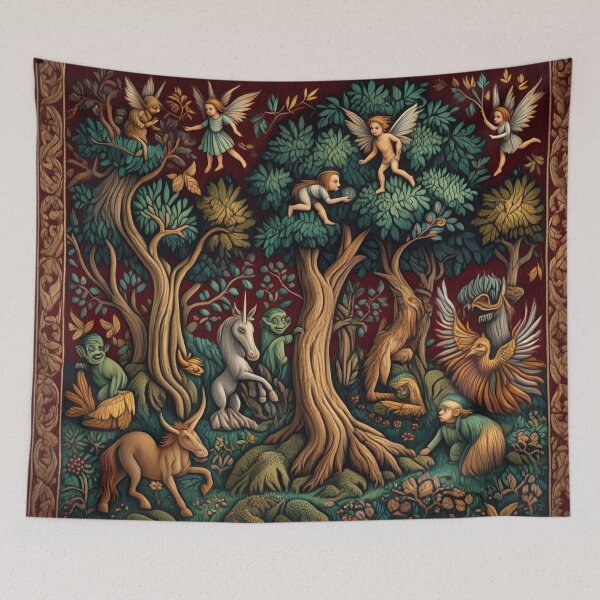 Item preview, Cute floral pattern featuring Fairies and goblins after Willaim Morris Style designed and sold by Vintage Designs +.